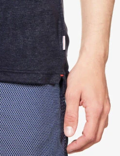 ORLEBAR BROWN Felix Asymmetric-hem Regular-fit Linen Polo -Fit & Flow Clothing Sales Store R04150116 NIGHTIRIS ALT04