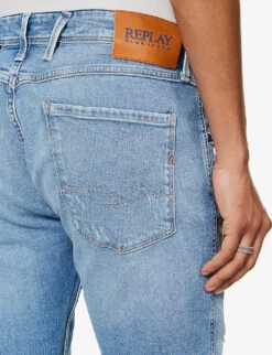 Replay Anbass 573 Regular-fit Distressed Stretch-denim Jeans -Fit & Flow Clothing Sales Store R04151302 MEDIUMBLUE ALT05