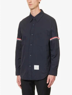 Striped-grosgrain Trim Brand-patch Regular-fit Shell Shirt -Fit & Flow Clothing Sales Store R04152258 NAVY ALT02