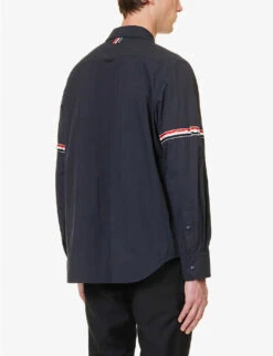 Striped-grosgrain Trim Brand-patch Regular-fit Shell Shirt -Fit & Flow Clothing Sales Store R04152258 NAVY ALT03