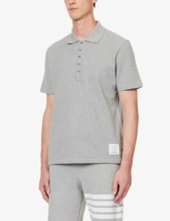 Striped-trim Relaxed-fit Cotton-jersey Polo Shirt -Fit & Flow Clothing Sales Store R04152260 LTGREY ALT02