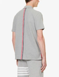Striped-trim Relaxed-fit Cotton-jersey Polo Shirt -Fit & Flow Clothing Sales Store R04152260 LTGREY ALT03