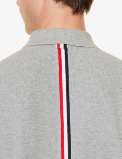 Striped-trim Relaxed-fit Cotton-jersey Polo Shirt -Fit & Flow Clothing Sales Store R04152260 LTGREY ALT04