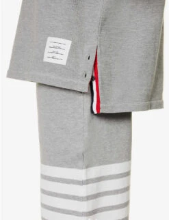 Striped-trim Relaxed-fit Cotton-jersey Polo Shirt -Fit & Flow Clothing Sales Store R04152260 LTGREY ALT05