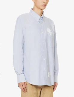 Appliqué-embellished Regular-fit Cotton Shirt -Fit & Flow Clothing Sales Store R04152296 LIGHTBLUE ALT02
