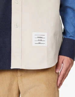 Colour-blocked Brand-patch Regular-fit Cotton-twill Shirt -Fit & Flow Clothing Sales Store R04152297 OFFWHITE ALT04