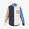 Colour-blocked Brand-patch Regular-fit Cotton-twill Shirt