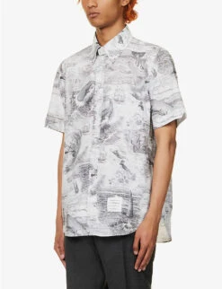 Nautical Graphic-print Cotton-poplin Shirt -Fit & Flow Clothing Sales Store R04152299 BLKWHT ALT02