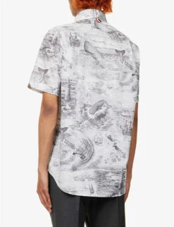 Nautical Graphic-print Cotton-poplin Shirt -Fit & Flow Clothing Sales Store R04152299 BLKWHT ALT03