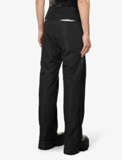 Incision Laser-cut Straight-leg Regular-fit Cotton-blend Trousers -Fit & Flow Clothing Sales Store R04152308 BLACK ALT03