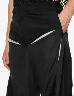 Incision Laser-cut Straight-leg Regular-fit Cotton-blend Trousers -Fit & Flow Clothing Sales Store R04152308 BLACK ALT04