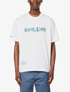 AAPE X The Smurfs Graphic-print Cotton-jersey T-shirt -Fit & Flow Clothing Sales Store R04152466 WHITE ALT02