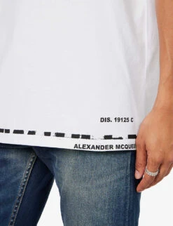 Alexander McQueen Graffiti Graphic-print Regular-fit Cotton-jersey T-shirt -Fit & Flow Clothing Sales Store R04153533 WHITEMIX ALT04