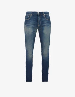 Alexander McQueen Graffiti Brand-embroidered Tapered-leg Regular-fit Stretch-denim Jeans