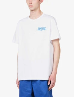 Alexander McQueen Brand-embroidered Regular-fit Cotton-jersey T-shirt -Fit & Flow Clothing Sales Store R04153550 WHITE ALT02