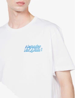 Alexander McQueen Brand-embroidered Regular-fit Cotton-jersey T-shirt -Fit & Flow Clothing Sales Store R04153550 WHITE ALT04
