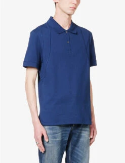 Alexander McQueen Harness-stitched Regular-fit Cotton-piqué Polo Shirt -Fit & Flow Clothing Sales Store R04153554 INDIGO ALT02