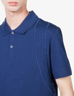 Alexander McQueen Harness-stitched Regular-fit Cotton-piqué Polo Shirt -Fit & Flow Clothing Sales Store R04153554 INDIGO ALT04