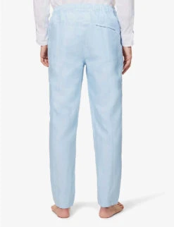 Relaxed-fit Straight-leg Linen Trousers -Fit & Flow Clothing Sales Store R04155308 BLUE ALT03