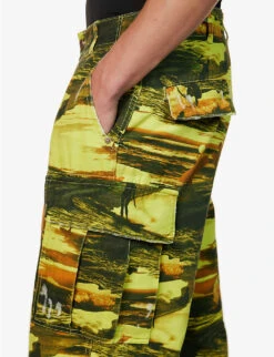 ERL Surfer-print Wide-leg Mid-rise Cotton Trousers -Fit & Flow Clothing Sales Store R04155757 ERLACIDSUNSET ALT04