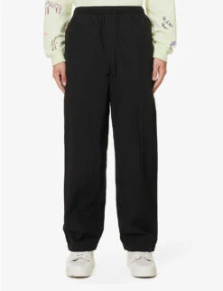 Acne Studios Pichele Brand-patch Wide-leg Relaxed-fit Shell Trousers -Fit & Flow Clothing Sales Store R04158751 BLACK ALT02