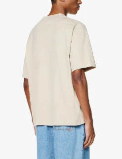 Acne Studios Extorr Brand-print Cotton-jersey T-shirt -Fit & Flow Clothing Sales Store R04158765 CHAMPAGNEBEIGE ALT03