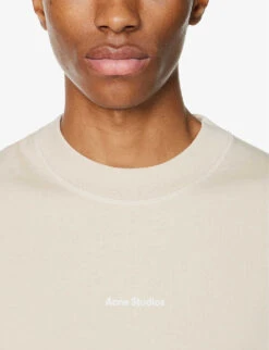 Acne Studios Extorr Brand-print Cotton-jersey T-shirt -Fit & Flow Clothing Sales Store R04158765 CHAMPAGNEBEIGE ALT04