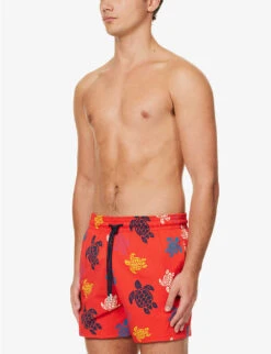 Vilebrequin Turtle-print Stretch-recycled-polyamide Swim Shorts -Fit & Flow Clothing Sales Store R04159186 COQUELICOT ALT02