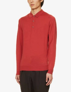 JOHN SMEDLEY Collared Merino Wool-knit Polo Shirt -Fit & Flow Clothing Sales Store R04160636 REDWOOD ALT02