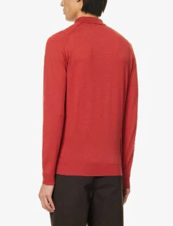 JOHN SMEDLEY Collared Merino Wool-knit Polo Shirt -Fit & Flow Clothing Sales Store R04160636 REDWOOD ALT03