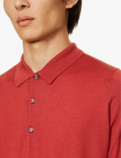 JOHN SMEDLEY Collared Merino Wool-knit Polo Shirt -Fit & Flow Clothing Sales Store R04160636 REDWOOD ALT04