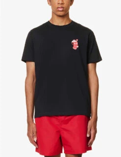 Branded-print Crewneck Cotton-jersey T-shirt -Fit & Flow Clothing Sales Store R04161317 VERYDARKNAVY ALT02