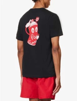 Branded-print Crewneck Cotton-jersey T-shirt -Fit & Flow Clothing Sales Store R04161317 VERYDARKNAVY ALT03