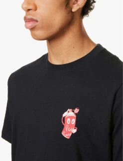 Branded-print Crewneck Cotton-jersey T-shirt -Fit & Flow Clothing Sales Store R04161317 VERYDARKNAVY ALT04