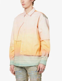 Sunset Panelled Gradient-print Oversized Denim Shirt -Fit & Flow Clothing Sales Store R04161583 MULTI ALT02