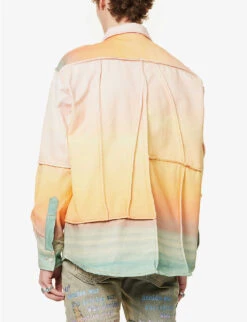 Sunset Panelled Gradient-print Oversized Denim Shirt -Fit & Flow Clothing Sales Store R04161583 MULTI ALT03