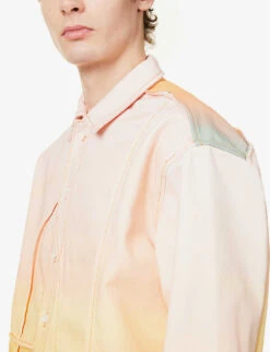 Sunset Panelled Gradient-print Oversized Denim Shirt -Fit & Flow Clothing Sales Store R04161583 MULTI ALT05