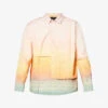 Sunset Panelled Gradient-print Oversized Denim Shirt