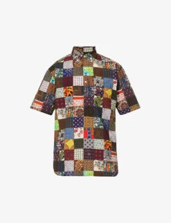 Patchwork-pattern Regular-fit Woven Shirt