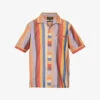 Striped Camp-collar Regular-fit Woven Shirt
