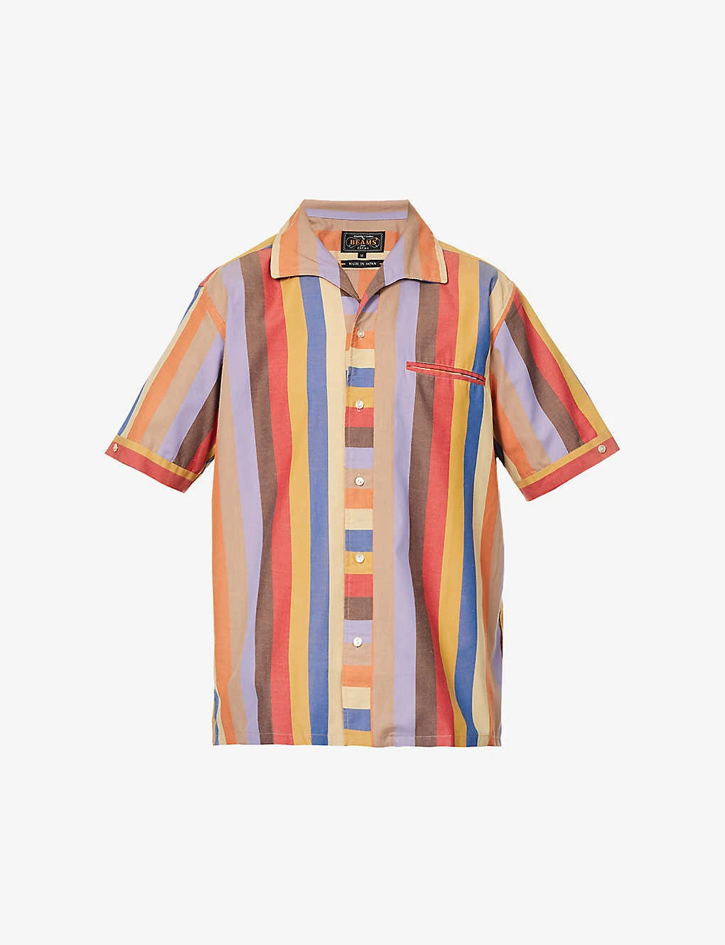 Striped Camp-collar Regular-fit Woven Shirt 1 Striped Camp-collar Regular-fit Woven Shirt