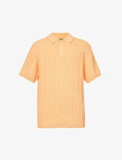 Cable-knit Short-sleeved Linen And Cotton-blend Polo Shirt