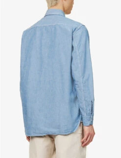 Work Patch-pocket Cotton Shirt -Fit & Flow Clothing Sales Store R04162313 SAX ALT03