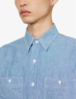 Work Patch-pocket Cotton Shirt -Fit & Flow Clothing Sales Store R04162313 SAX ALT04