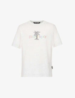 Palm Angels Graphic-print Regular-fit Cotton And Linen-blend T-shirt