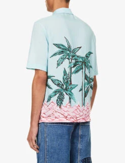 Palm Angels Graphic-print Camp-collar Boxy-fit Woven Shirt -Fit & Flow Clothing Sales Store R04166072 LIGHTBLUEGREEN ALT03