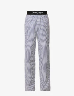 Palm Angels Striped Branded-waistband Cotton-poplin Pyjama Bottoms