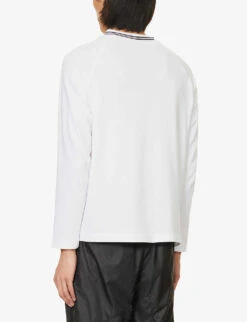 Brand-embroidered V-neck Cotton-jersey Sweatshirt -Fit & Flow Clothing Sales Store R04166409 WHITE ALT03