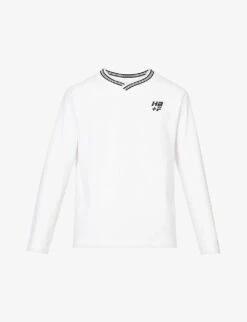 Brand-embroidered V-neck Cotton-jersey Sweatshirt
