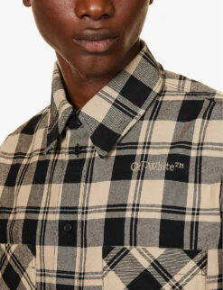 Branded Plaid-patterned Relaxed-fit Cotton Shirt 9 Branded Plaid-patterned Relaxed-fit Cotton Shirt -Fit & Flow Clothing Sales Store R04166733 BEIGE ALT04